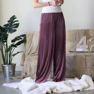 Velvet wide leg pants purple S M L XL